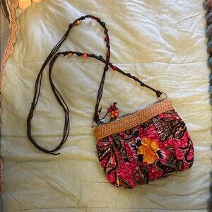 Boho Chic Pink Paisley Crossbody Bag